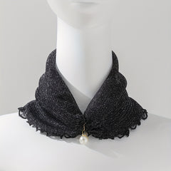 Glitter Ruffle Scarf Neckerchief Infinity Scarf Faux Pearl Headband