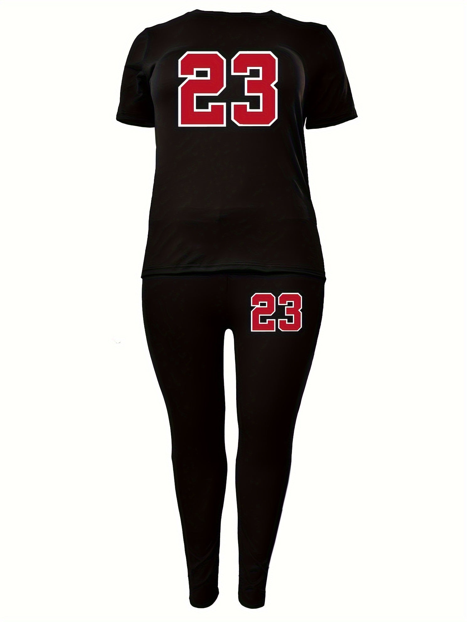 Women's Plus Letter Print Top & Legging Set