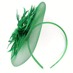 Green Mesh Flower Fascinator Headband 20s Hat Vintage Derby Church Hats