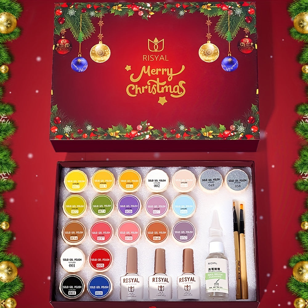 21 Colors Cream Pudding Gel Polish Set with Nail Brush Base and Top Coat