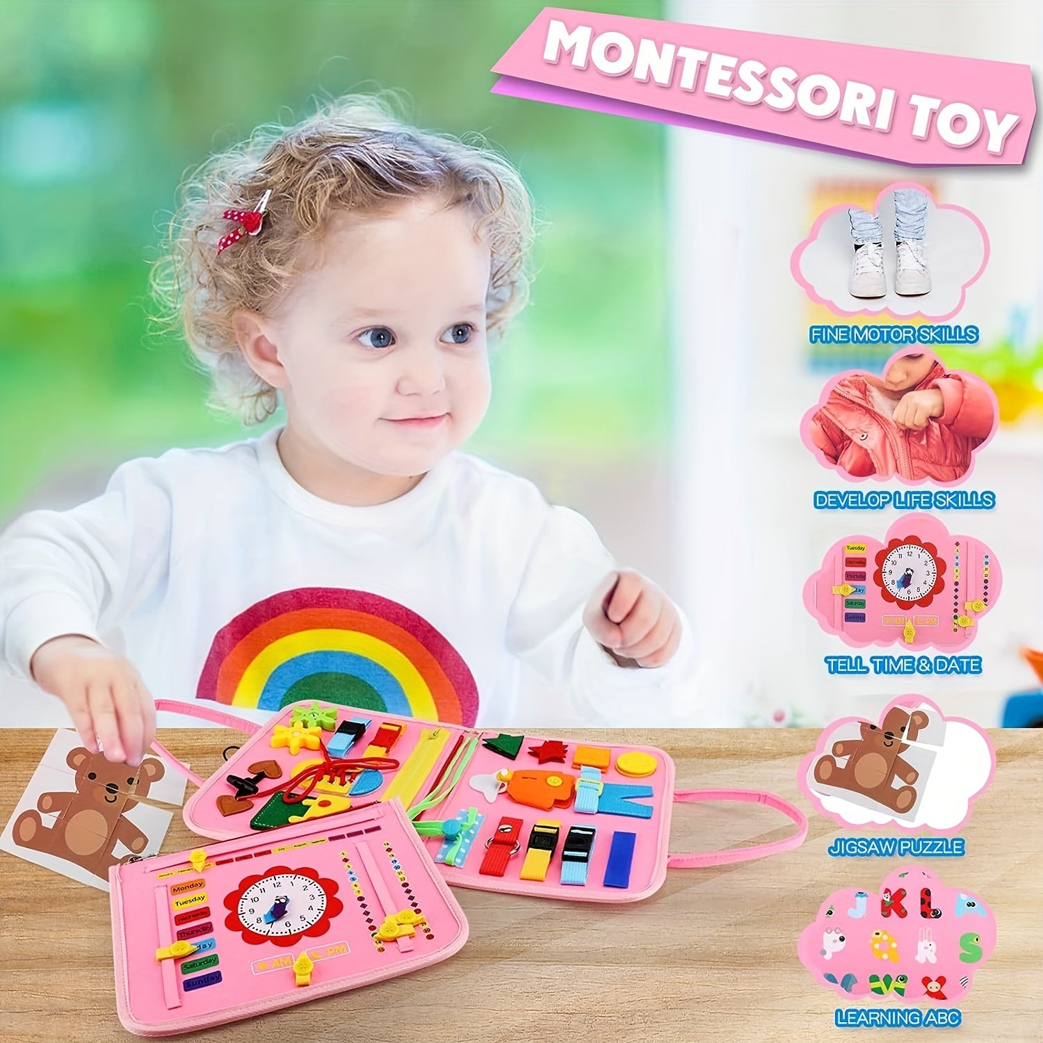 Busy Board Montessori Toy For 1-4 Yr Olds