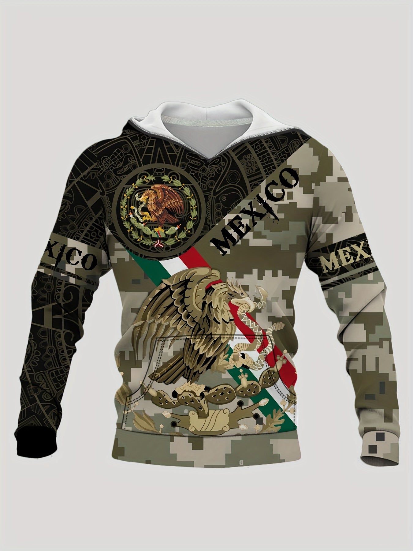 Men's Eagle Pattern Hooded Sweatshirt Street Style Sports Hoodie