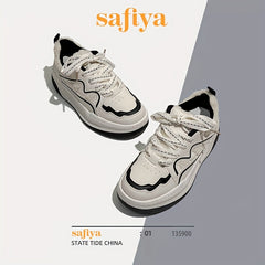 Women's Lace-up Winter Fuzzy Skate Shoes Non-slip Sporty Flatform Sneakers
