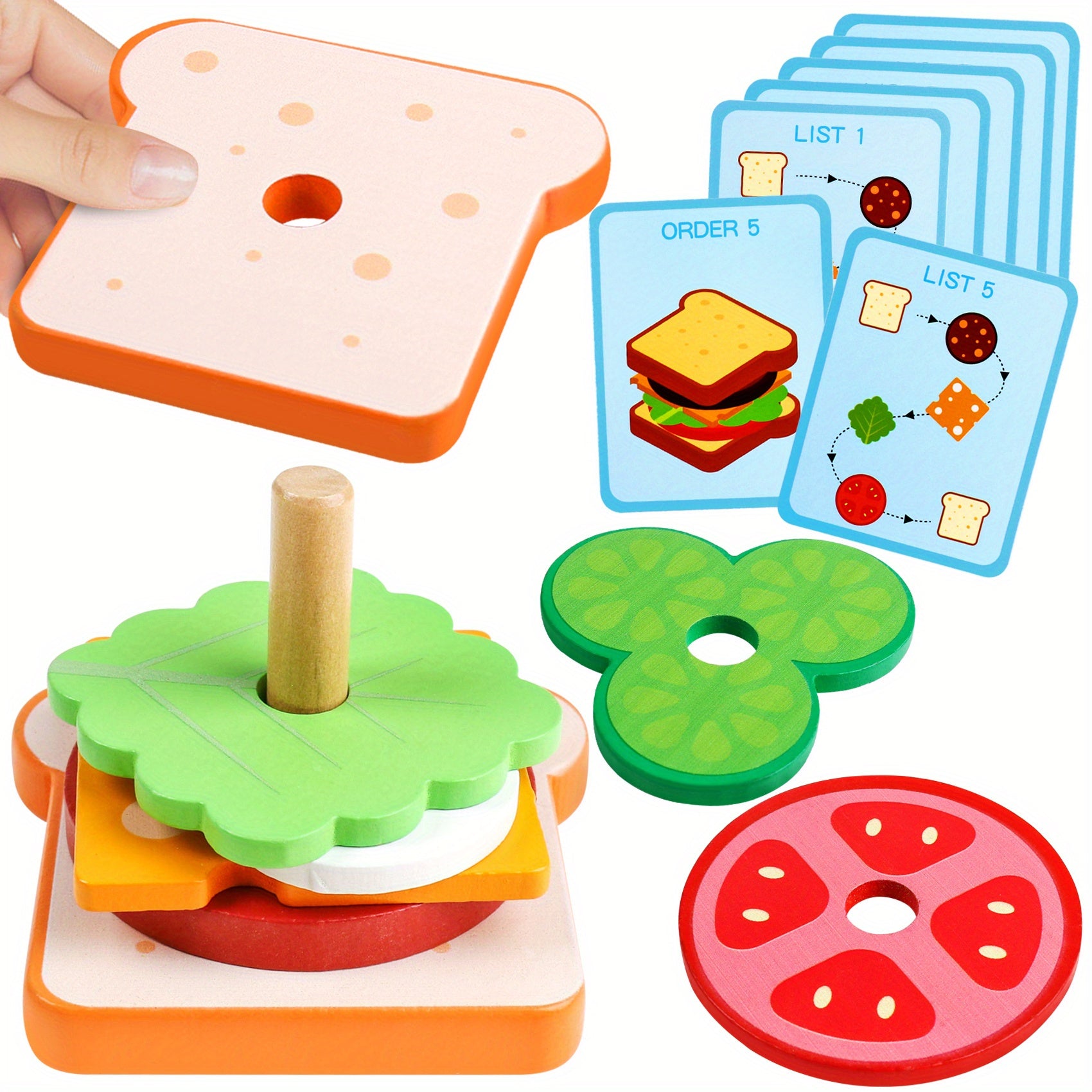 Wooden Sorting & Stacking Toy for Improved Hand-Eye Coordination