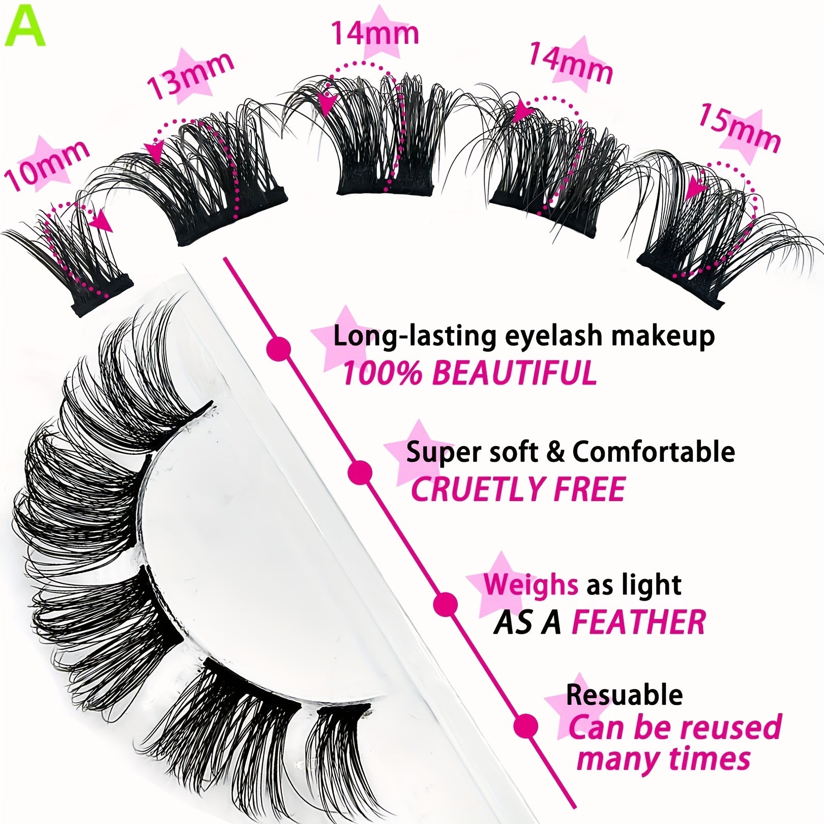 10 Pairs Segmented Cat Eye False Eyelashes