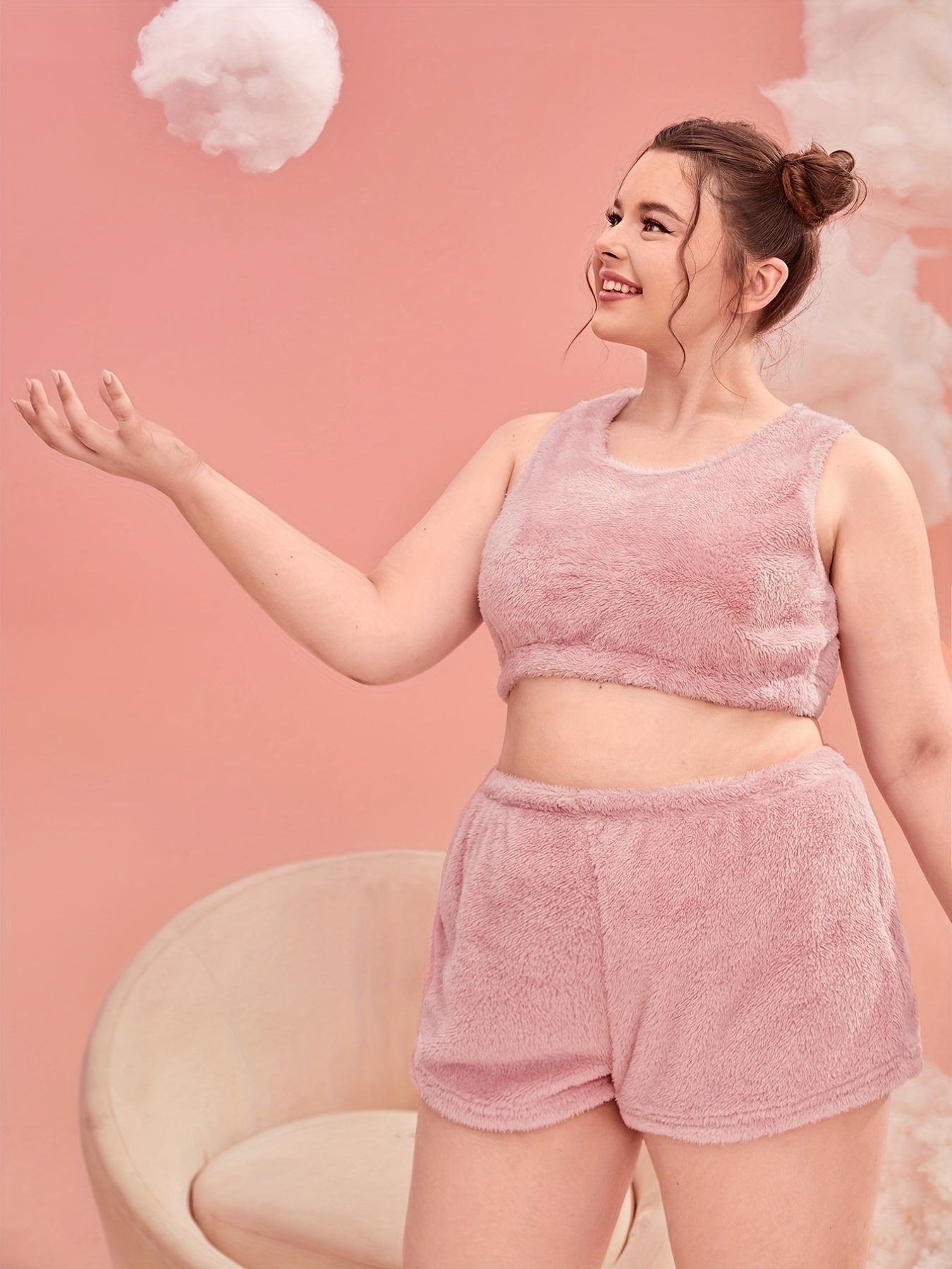 Plush Crop Tank & Shorts Pajamas Set Two Piece