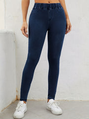 Elastic Waist Skinny Jeans High Rise Denim Pants
