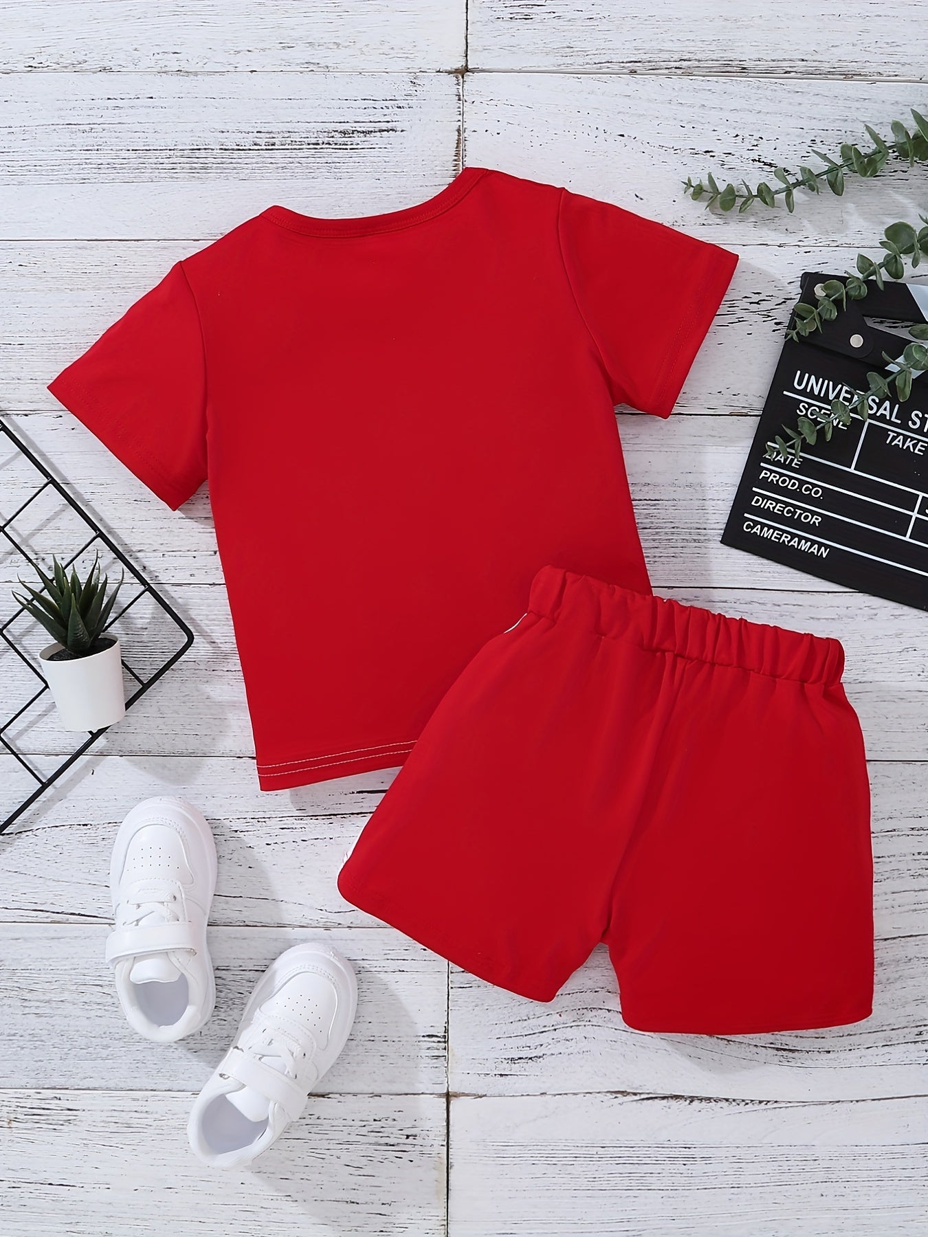 2pcs Boys Teen Casual Block T Shirt & Shorts Set For Summer