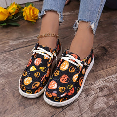 Scary Pumpkin Pattern Loafers Shoes - Halloween Style