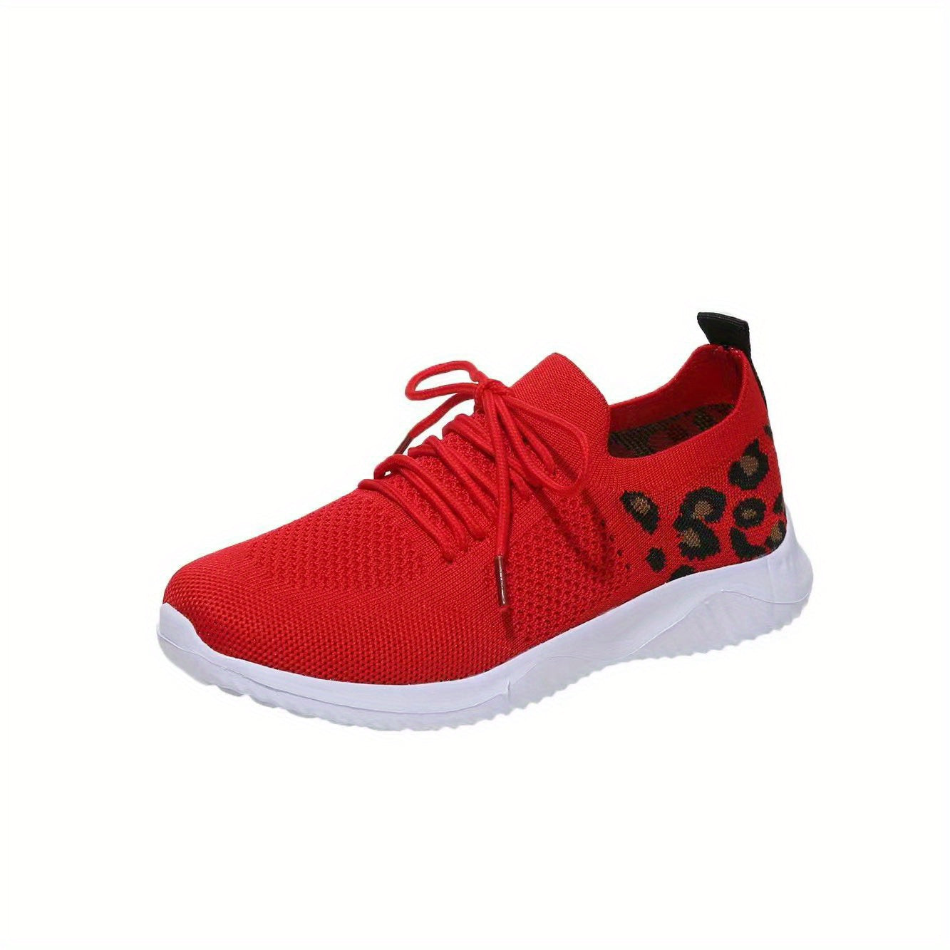 Leopard Print Casual Sneakers Low Lace Up Flatform Shoes
