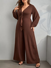 Solid Long Sleeve Wide Leg Jumpsuit