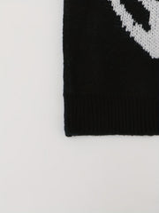 Goth Skull Print Sweater Long Sleeve Round Neck Stretch Jumper
