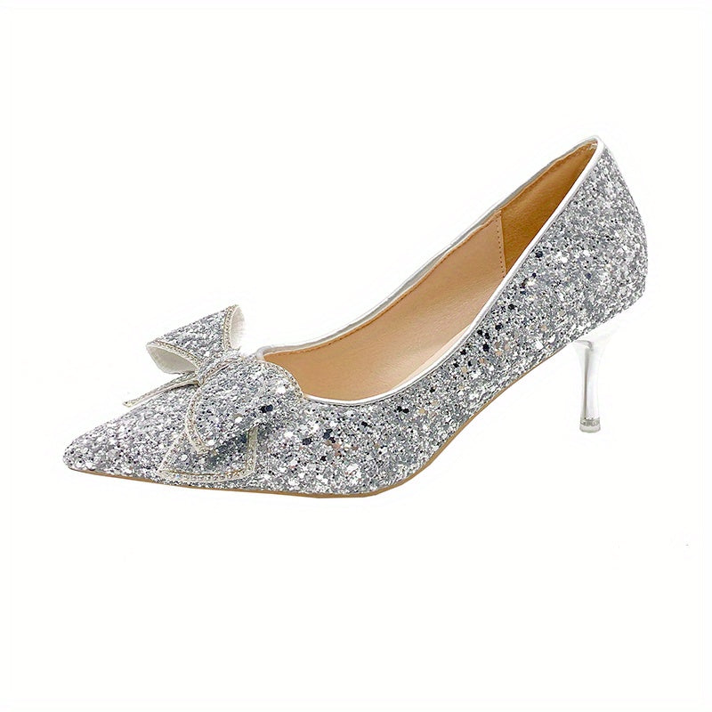 Glitter Sequins Pointed Toe Stiletto Heels Wedding Shoes