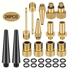 26pcs Bike Valve Converter Inflatable Toy Nozzle Set