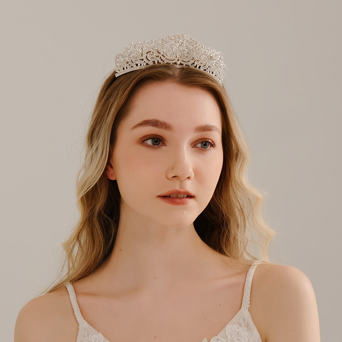 Vintage Bridal Glitter Tiara Crown Wedding Bride