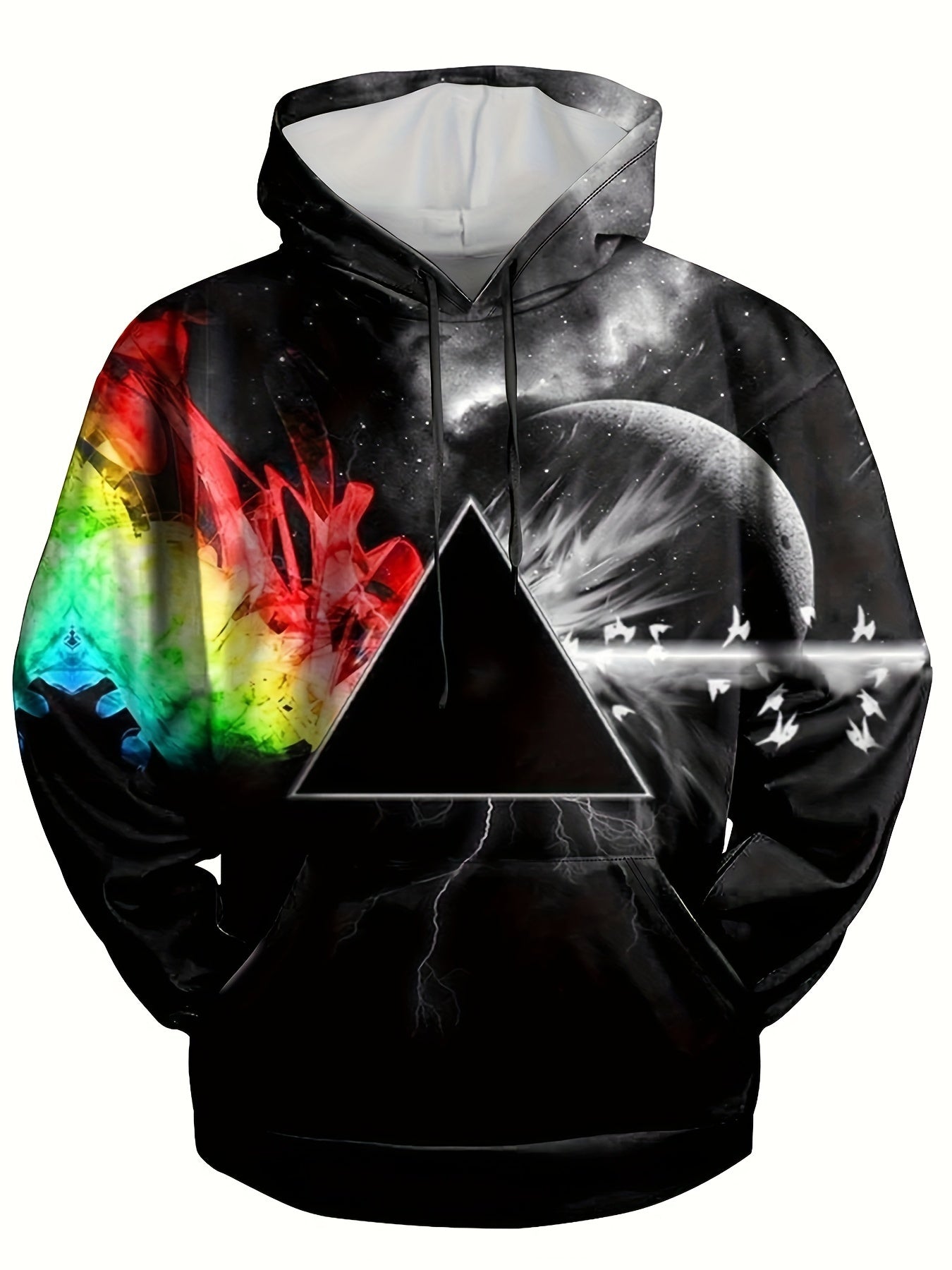 Colorful Light Print Hoodie for Men Winter Clothing
