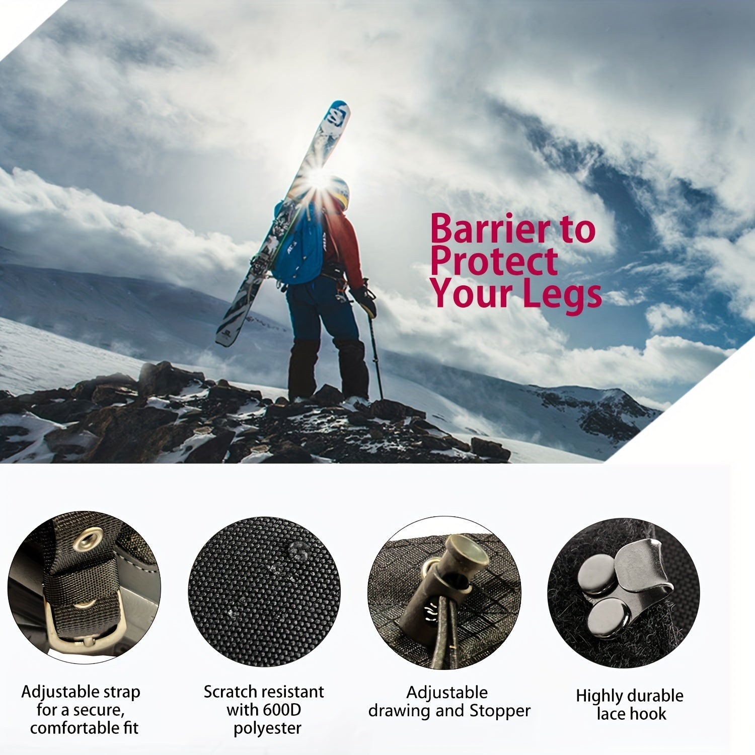 Waterproof Snow Gaiters for Hiking Climbing Snowshoeing