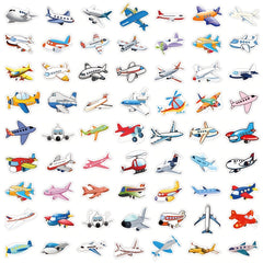 63pcs Cartoon Plane Vinyl Stickers Pack Waterproof for Water Bottle Laptop Phone
