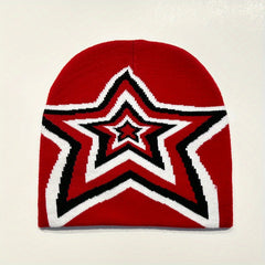 Elastic Star Pattern Knit Beanie Hat for Men Women