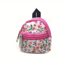 1:12 Schoolbag Floral Pink Strap Zipper Dollhouse Accessory