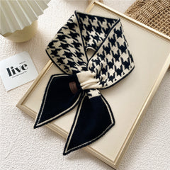Houndstooth Knit Neck Scarf Art Print Scarf