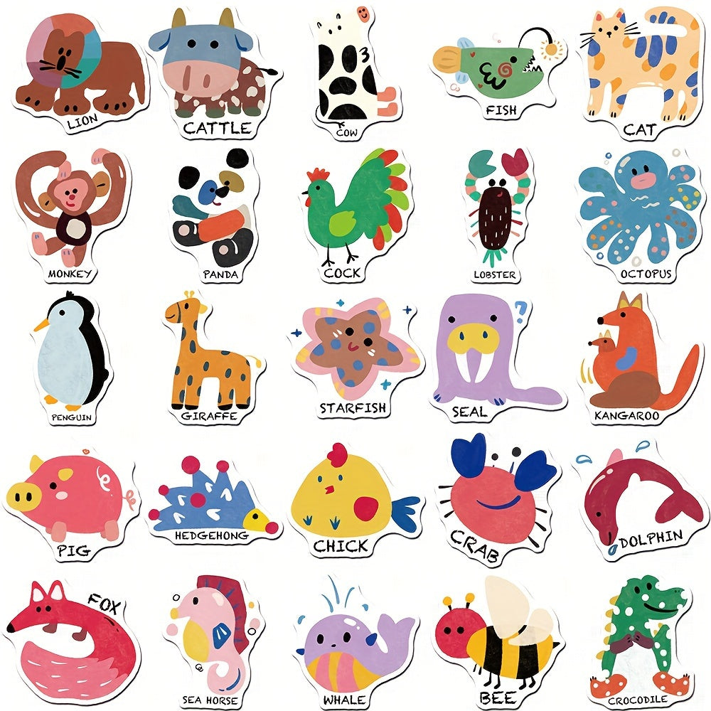 50pcs Cartoon Animal Puzzle Stickers Laptop Phone Water Cup Guitar Skat