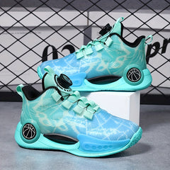Boy's Basketball Shoes with Rotating Buckle Non Slip Sneakers