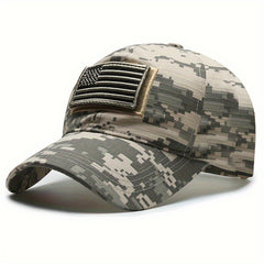 American Flag Patch Camo Baseball Cap Adjustable Sun Hat For Men Women