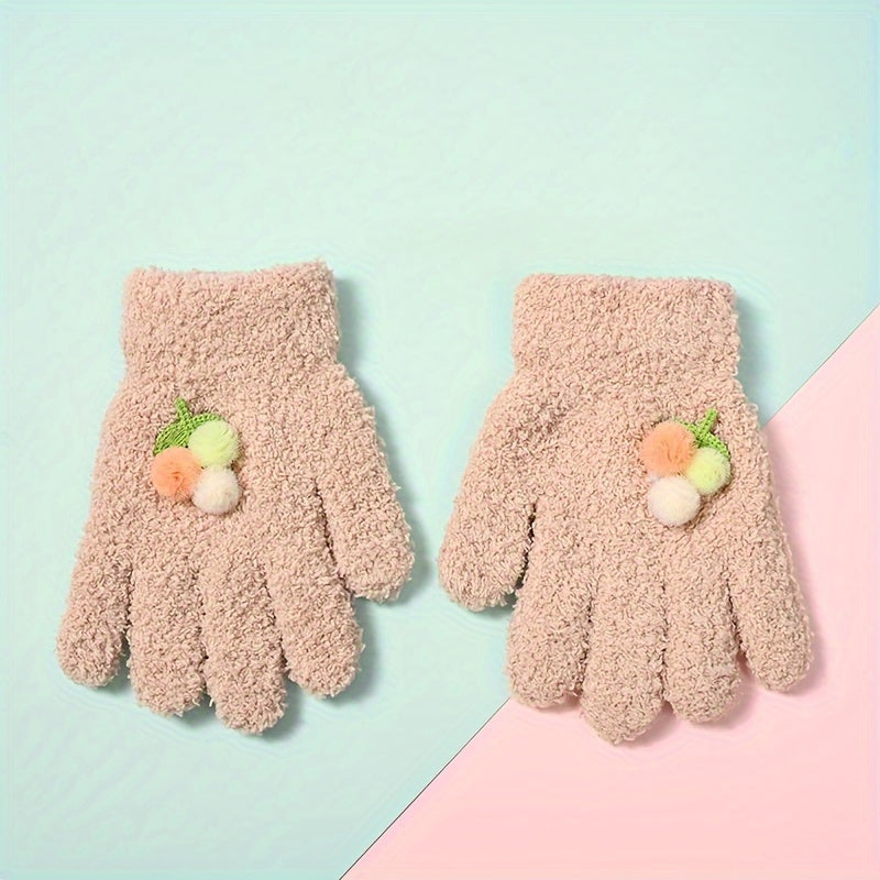 Children's Winter Knitted Gloves Cartoon Full Finger Gloves