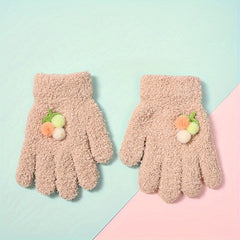 Children's Winter Knitted Gloves Cartoon Full Finger Gloves