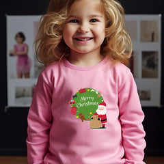 Merry Christmas Santa Print Crew Neck Sweatshirt Kids Clothes