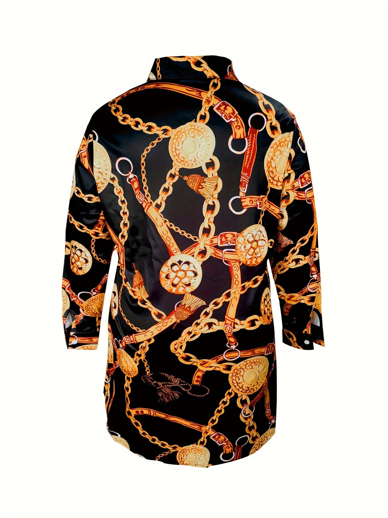 Casual Baroque Print Button Shirt Dress