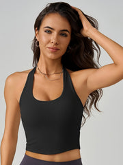 Halter Neck Sports Bra Fixed Cup Fitness Shockproof Sports Bra