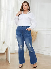 Ombre Ripped High Rise Flared Leg Jeans