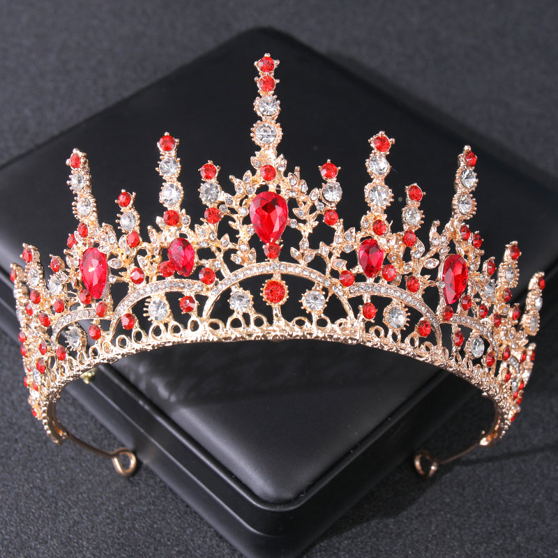 Baroque Crystal Golden Metal Bridal Crown Tiara Wedding Bridal Tiara