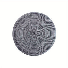 1pc Round Plastic Placemats Solid Fabric Table Mat Heat Insulat