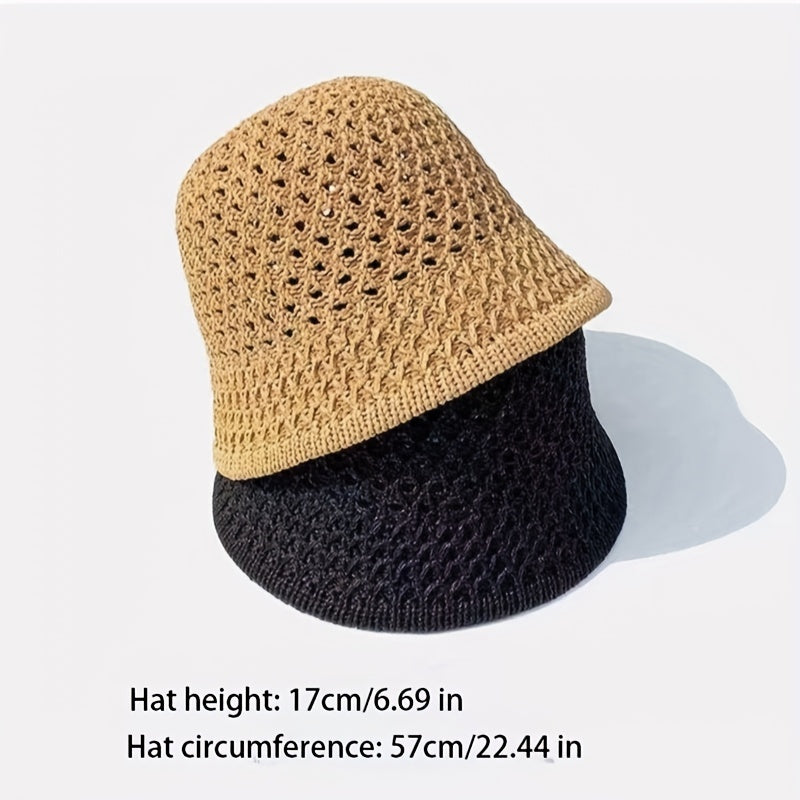 Foldable Hollow Out Sun Hat Casual Solid Cloche Hats Bucket Hat For Women