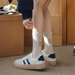 Letter Embroidery Sports Socks Women's Stockings