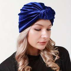 Solid Velvet Turban Cap Head Wrap Elastic Hijab Bonnet Chemo Hats