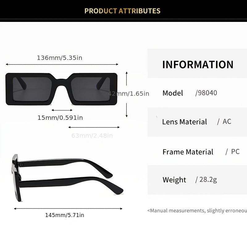 Small Rectangle Sunglasses Women Square Sunglasses Vintage Wide Frame Eyewear