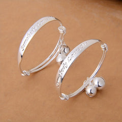 Letter Print Copper Baby Bell Bangle for Toddler Girls Children