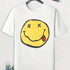 Men's Happy Face Print T shirt Active Tee Outdoor