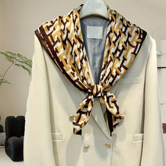 Vintage Block Shawl Square Scarf with Herringbone Stripe Pattern