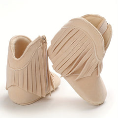 Cozy Tassel Boots for Baby Girls Non-slip Zip Shoes
