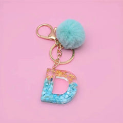 Glitter Resin Initial Letter Keychain English Alphabet Keyring
