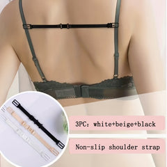 3pcs Solid Elastic Adjustable Bra Straps Women's Lingerie