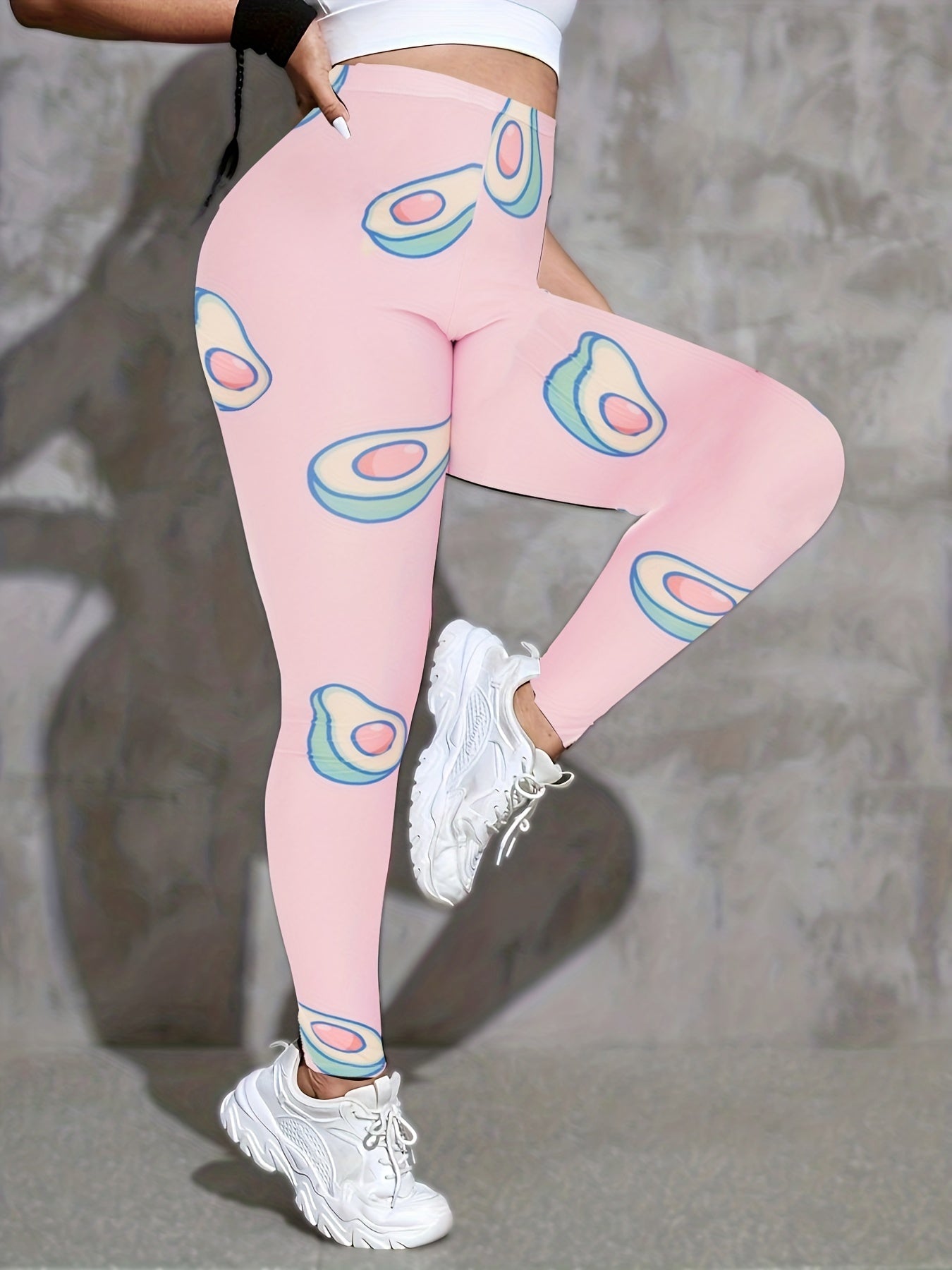 Avocado Print Yoga Pants High Rise Stretchy Gym Leggings