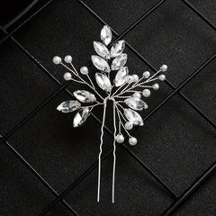 Bridal Hairpin Faux Pearl Rhinestone U shaped Hairpin Vintage