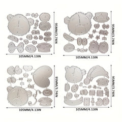 1pc Animals Bears Cutting Dies Stencils for Cards Making Scrapbooking
