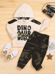 Baby Stylish DINOSAUR Hooded Sweatshirt Set